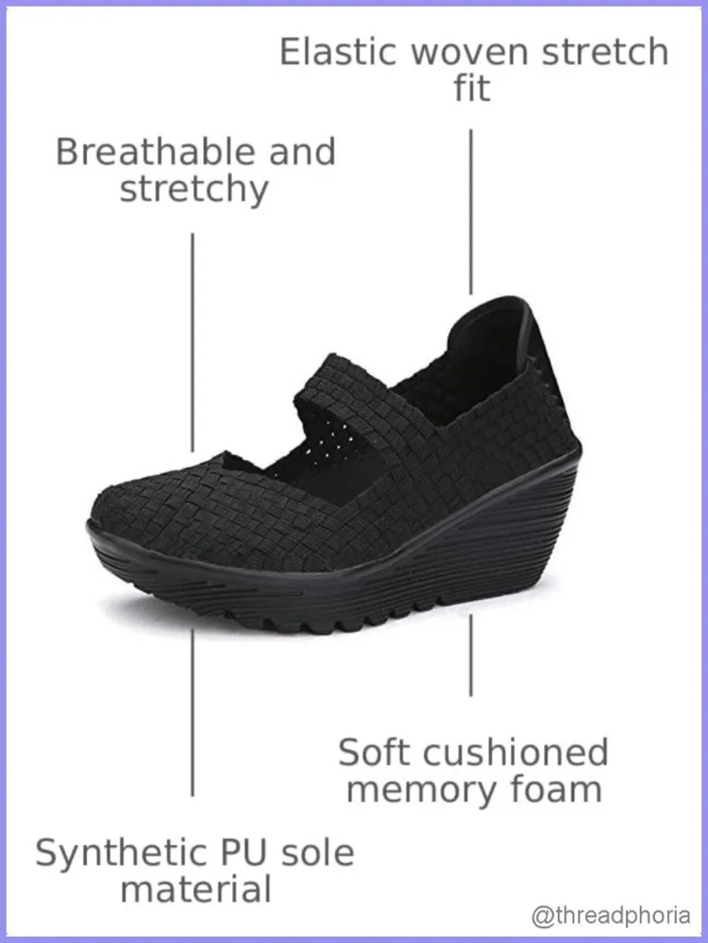 Woven Wedge Mary Jane Sandals w/ Elastic Ankle Strap Closed Toe